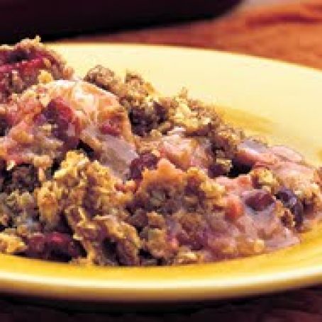 Apple-Cranberry Crisp with Warm Toffee Sauce