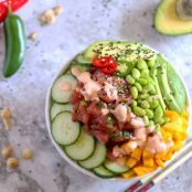 Ahi Tuna Poke Bowl with Citrus Ponzu and Creamy Sriracha Sauce