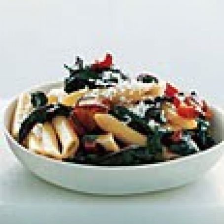 Pasta with Kielbasa and Swiss Chard