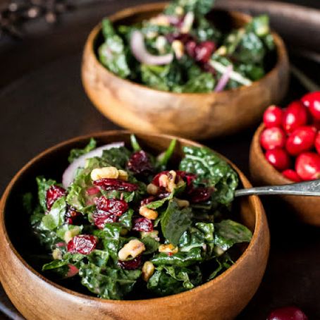 Cranberry Walnut Kale Salad with Cranberry Vinaigrette