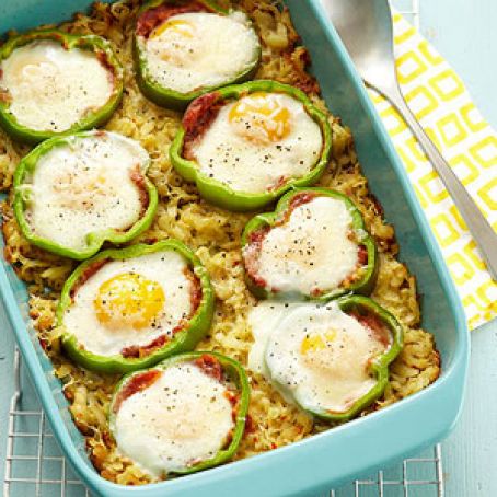 Sweet Pepper Hash Brown Baked Eggs