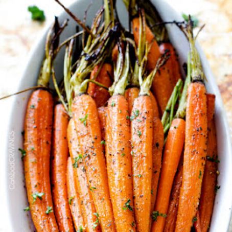 Whole Roasted Carrots with Garlic