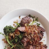 Skirt Steak With Shallots and Sautéed Watercress