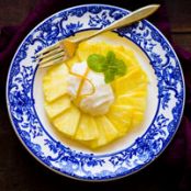 Pineapple Carpaccio with Lemon Sorbet and Candied Zest