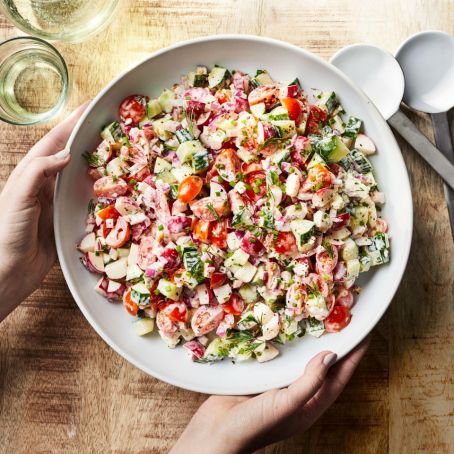 Creamy Cucumber, Radish & Tomato Chopped Salad