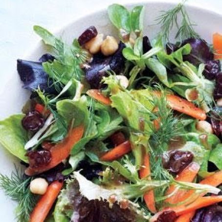 Mesclun Salad With Chickpeas and Dried Cherries Recipe | Real Simple Recipes