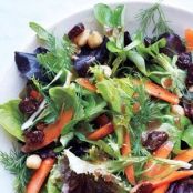 Mesclun Salad With Chickpeas and Dried Cherries Recipe | Real Simple Recipes
