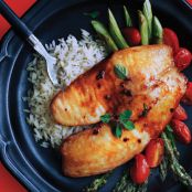 VH® Recipes - Baked Tilapia with Roasted Asparagus and Tomatoes