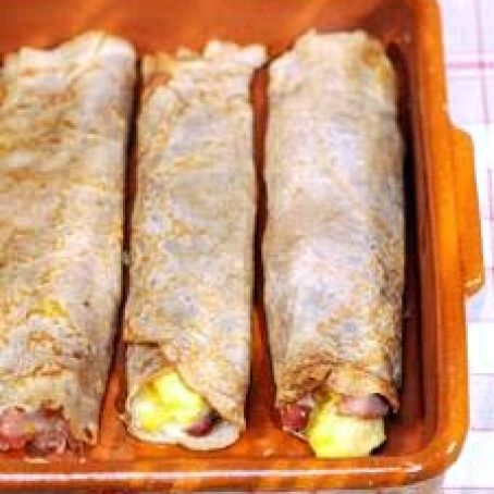 Buckwheat Crepes with Eggs, Ham, and Gruyere