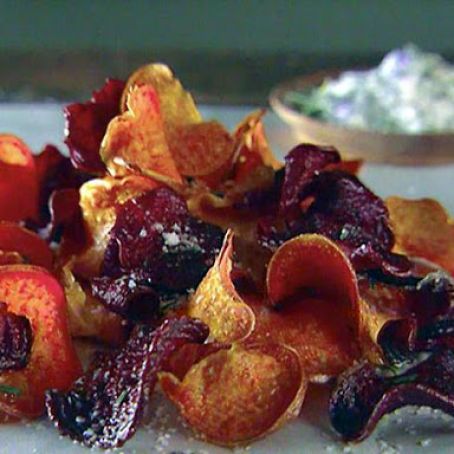 Sweet Potato and Beet Chips with Garlic Rosemary Salt