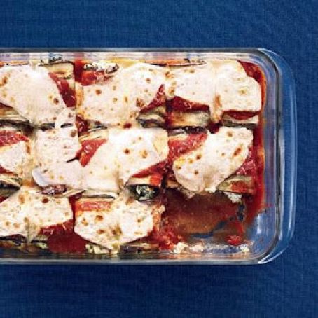 EGGPLANT PARM ROLLS w/CHARD & MINT