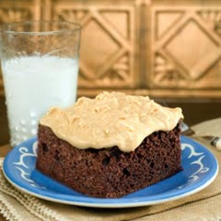 CHOCOLATE SQUARES WITH FLUFFY PEANUT BUTTER FROSTING
