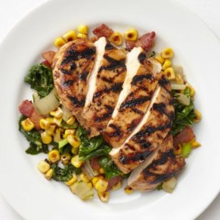 Balsamic Chicken with Corn and Swiss Chard