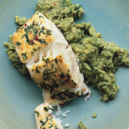 Halibut on Mashed Fava Beans with Mint