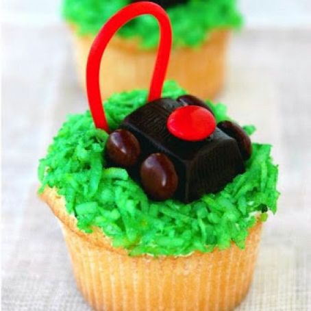 Lawnmower Coconut Cupcakes