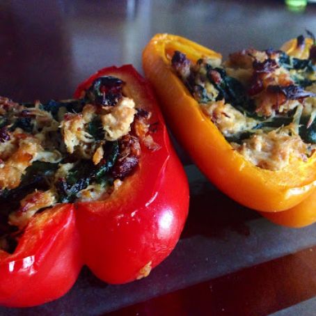 Chicken Stuffed Peppers with Spinach and Sun Dried Tomatoes