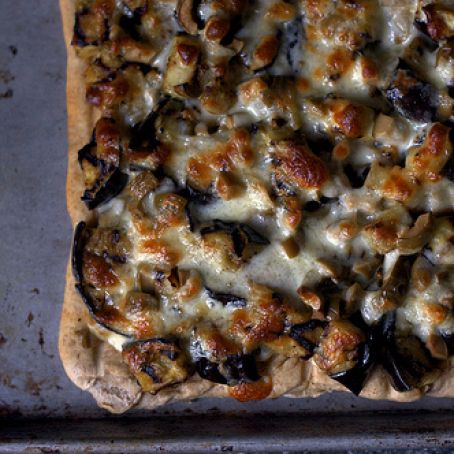 Grilled Eggplant and Olive Pizza