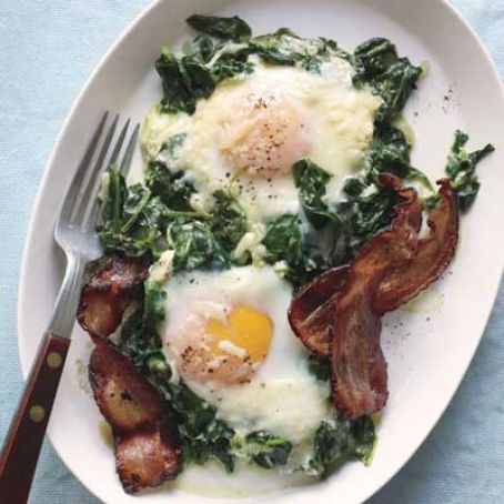 Creamed Spinach with Eggs & Bacon