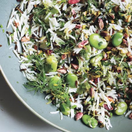 Rice Salad with Fava Beans and Pistachios