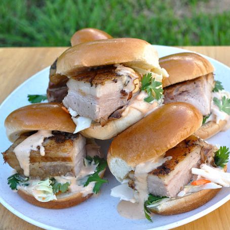 KJ Pork Belly Sliders with Syrah Barbeque Sauce