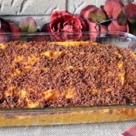 Bacon and Brown Sugar Topped Sweet Potato Bake