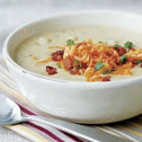 Baked Potato & Leek Soup with Cheddar & Bacon