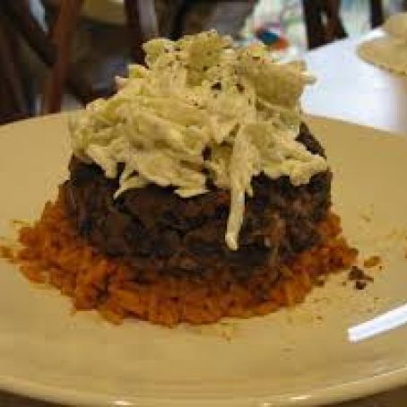 Black Bean Cakes w/Mexican Rice and Slaw