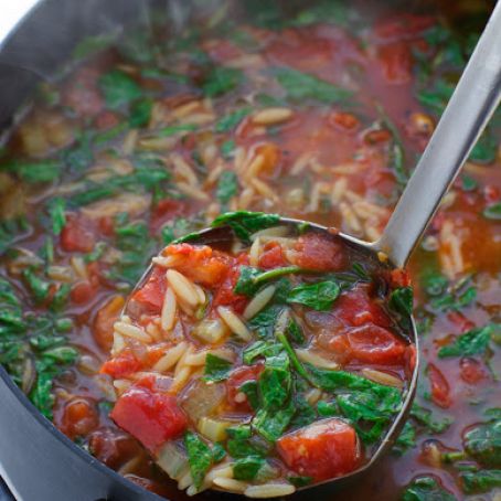 Italian Orzo Tomato Spinach Soup
