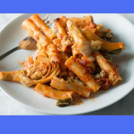 Baked Ziti with Sausage and Artichokes