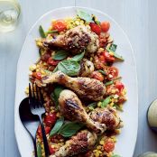 Rosemary Chicken with Corn and Sausage Fricassee