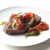 Grilled Steak with Tomatoes and Scallions