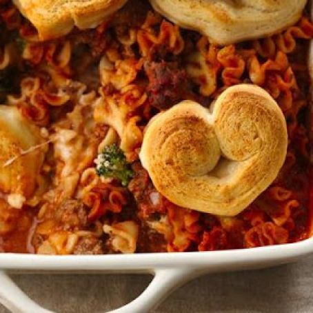 Crescent Heart-Topped Lasagna Casserole