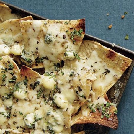 Gorgonzola and Fontina Nachos with Fennel and Mint