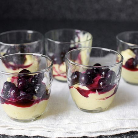 Vanilla Custards with Roasted Blueberries