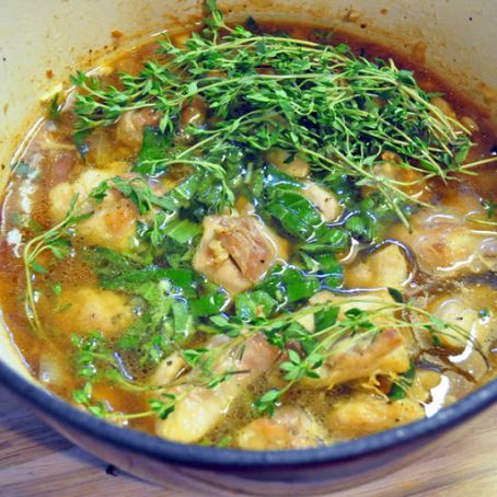 Sage and Thyme Chicken Stew with Cornbread Dumplings