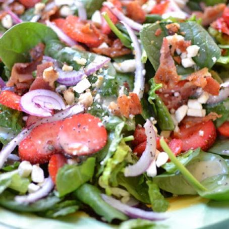 Strawberry Bacon Salad with Honey Poppy Seed Dressing