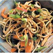 Asian noodle bowl with peanut dressing