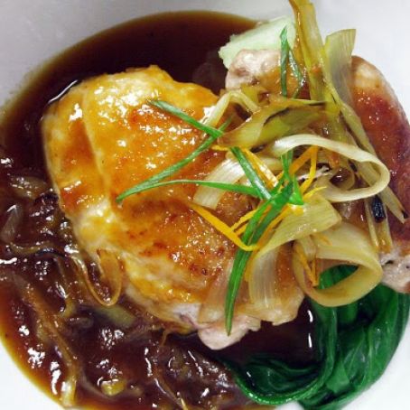 Seared Chicken Thigh with Carmelized Leeks and Orange