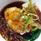 Seared Chicken Thigh with Carmelized Leeks and Orange