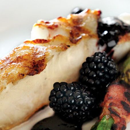 Grilled Sea Bass with Blackberry Balsamic Reduction