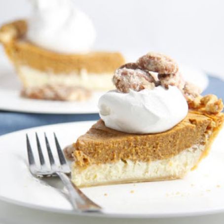 Pumpkin Cream Cheese Pie with Candied Pecans