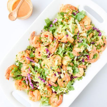 Lightened Up Bang Bang Shrimp with Napa Cabbage Slaw