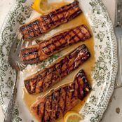 Salmon Glazed with Rosemary- and Lemon-Infused Honey