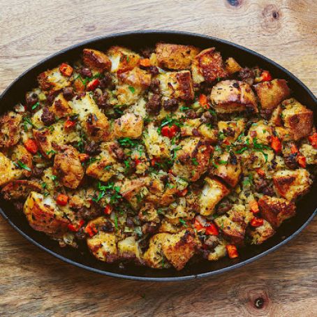 Ciabatta and Sausage Stuffing-Bouchon