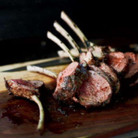 Slow-Grilled Rack of Lamb with Mustard and Herbs