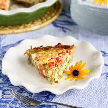 Potato-Crusted Vegetarian Quiche Recipe with Zucchini, Tomatoes & Feta