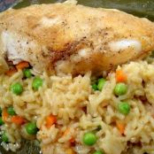 One Pot Chicken and Rice with Peas and Carrots