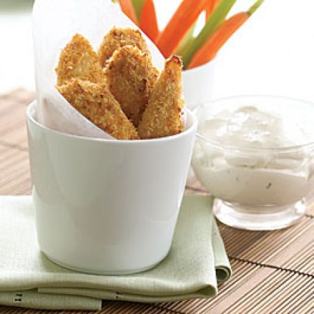 Crisp & Spicy Chicken Tenders with Blue Cheese Dipping Sauce - Recipe.com