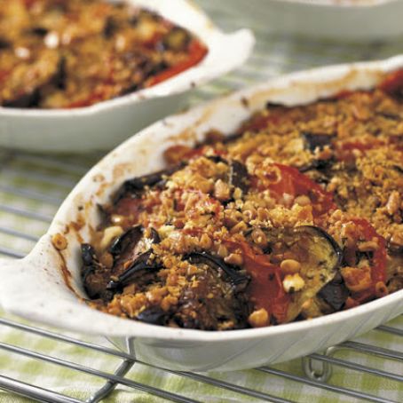 Eggplant & Tomato Gratin with Mint, Feta & Kalamata Olives