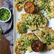 CAULIFLOWER*****Crispy Cauliflower Steaks with Parmesan, Gremolata and Charred Lemons